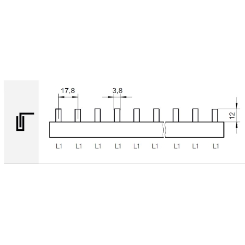 Propojovací lišta Eleman S-1L-210/10 ISO 1F 12M 1000238