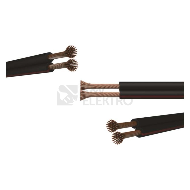 Obrázek produktu Kabel V03VH-H 2x0,50 dvojlinka černorudá (CYH) metráž 9