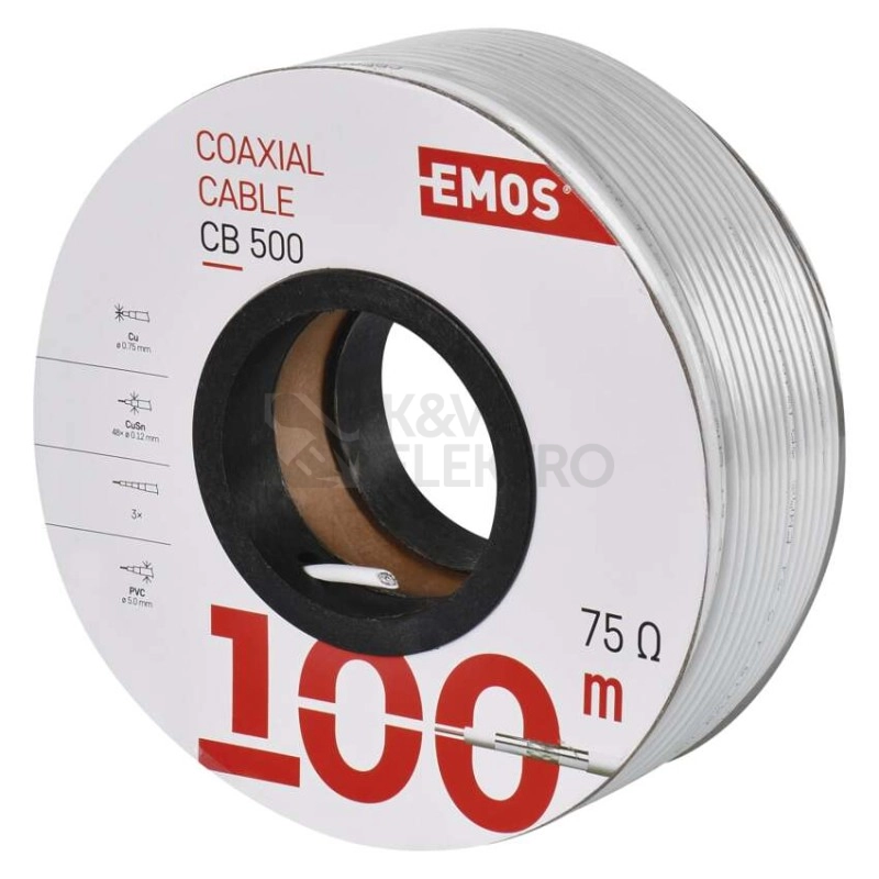 Obrázek produktu Koaxiální kabel bílý CB500 EMOS S5252 (cívka 100m) 7