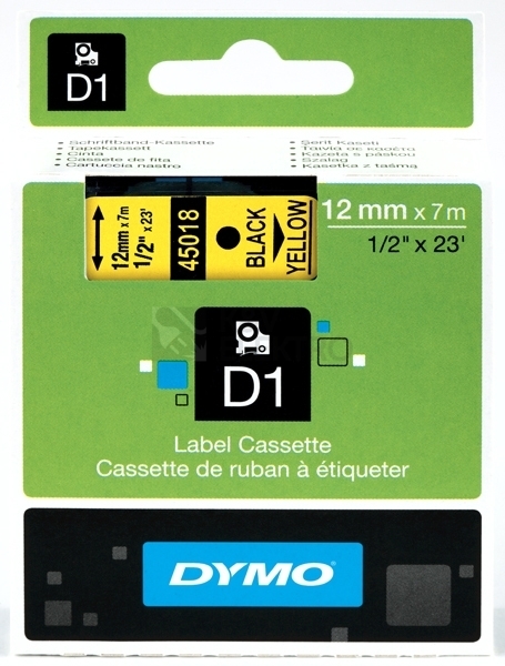 Obrázek produktu Páska do štítkovače Dymo 45018 žlutá/černá 12mm/7m S0720580 0