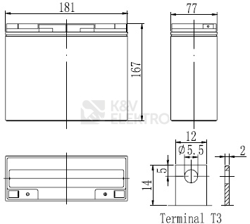 Obrázek produktu  Bezúdržbový olověný akumulátor 12V/17Ah 1