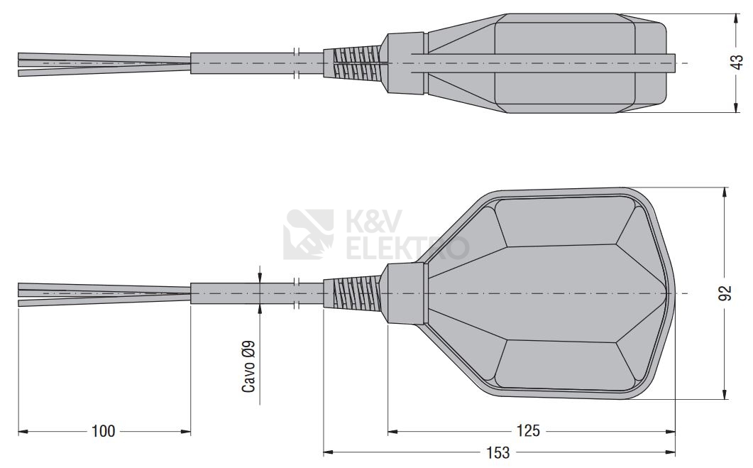 Obrázek produktu  Plovákový spínač Lovato LVFSP1W20 s PVC kabelem 10 metrů 3