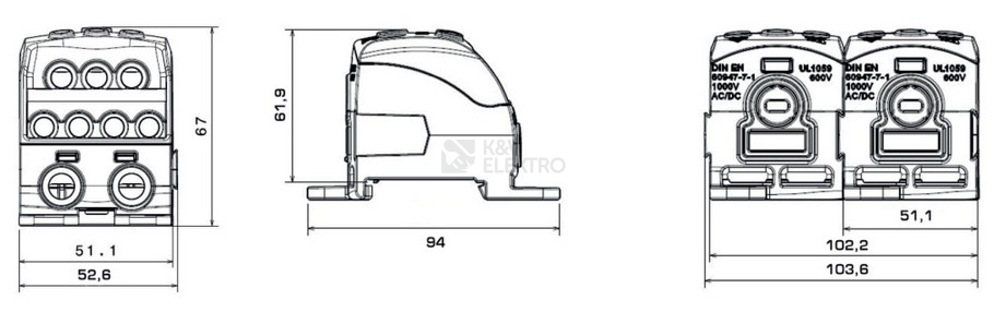 Obrázek produktu Svorkovnice pro rozdělení fází PDB 490 (PVB 400) 1004080 3