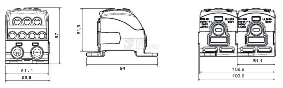 Obrázek produktu Svorkovnice pro rozdělení fází PDB 490 (PVB 400) 1004080 3