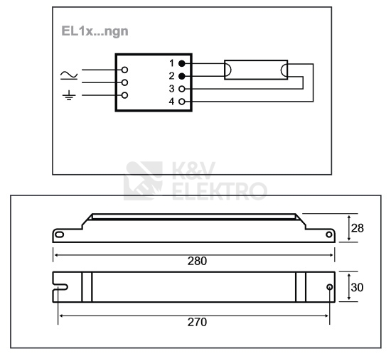 Obrázek produktu Elektronický předřadník Helvar EL 1X18 NGN pro zářivky T8, 1x18W 1