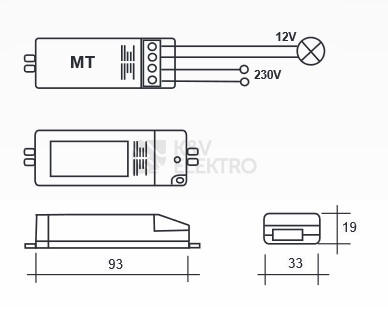 Obrázek produktu Elektronický transformátor QLT MT60 20-60W 12VAC IP40 2