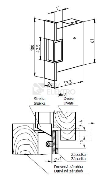 Obrázek produktu Elektrický zámek dveří bez aretace 6-8V AC TESLA 4FN 877 01 2