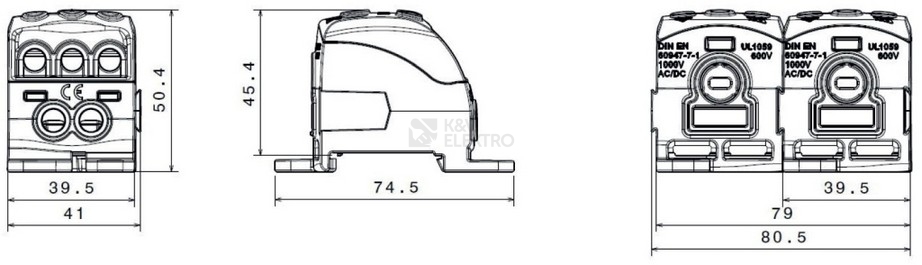 Obrázek produktu Svorkovnice pro rozdělení fází PDB 220 (PVB 160) 1003950 3