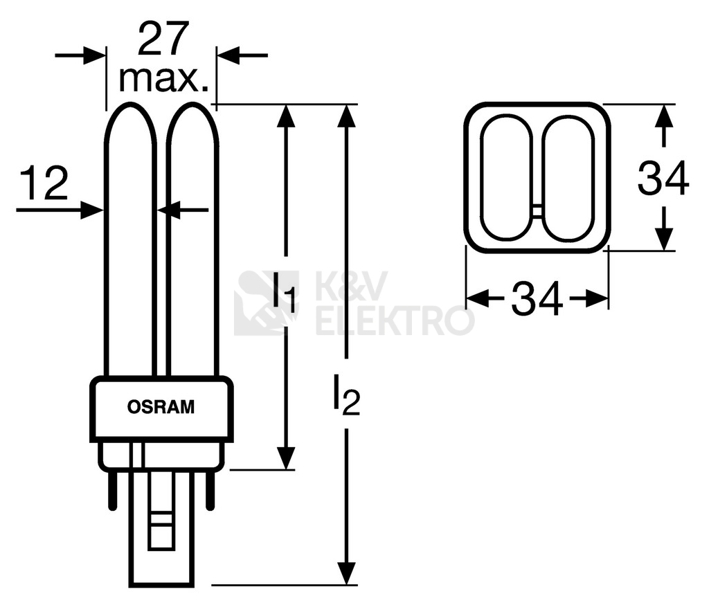 Obrázek produktu Úsporná zářivka OSRAM DULUX D 13W/840 G24d-1 neutrální bílá 4000K 2