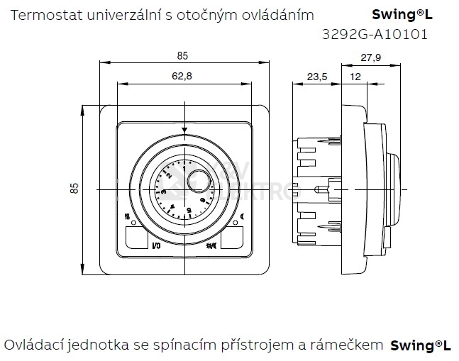 Obrázek produktu ABB Swing (L) termostat otočný 3292G-A10101 C1 krémová 2