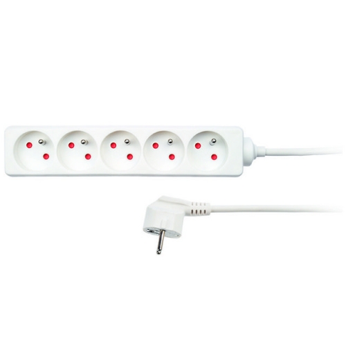 Prodlužovací přívod, 5 zásuvek, bílý, 1,5m