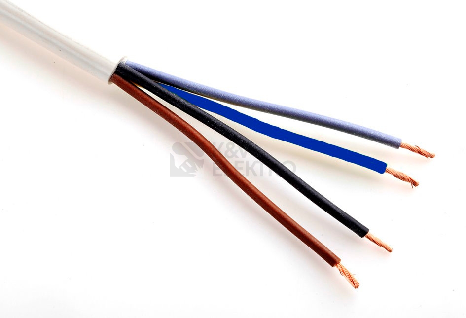 Obrázek produktu Kabel H05VV-F 4X0,75 bílá (CYSY 4Dx0,75) metráž 0