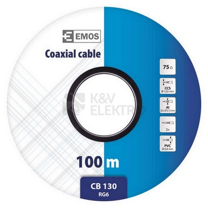 Obrázek produktu Koaxiální kabel CB130 EMOS S5381 bílý 3