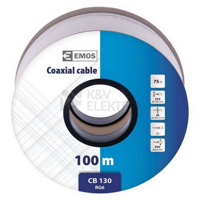 Obrázek produktu Koaxiální kabel CB130 EMOS S5381 bílý 5