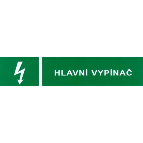 Levně Samolepka hlavní vypínač (zelená) 35x130mm