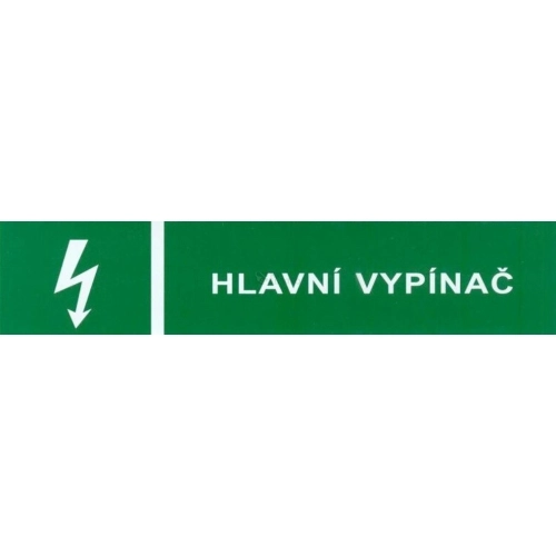 Samolepka hlavní vypínač (zelená) 35x130mm