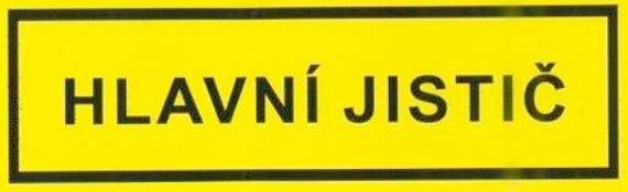 Samolepka hlavní jistič v rámečku (žlutá) 25x75mm