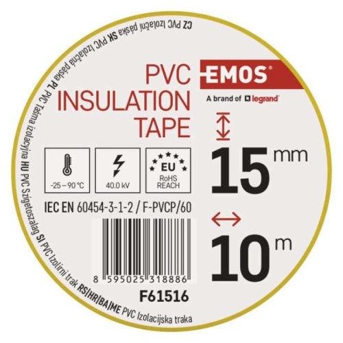 Izolační páska EMOS F61516 15mm x 10m žlutá (obrázek 7)