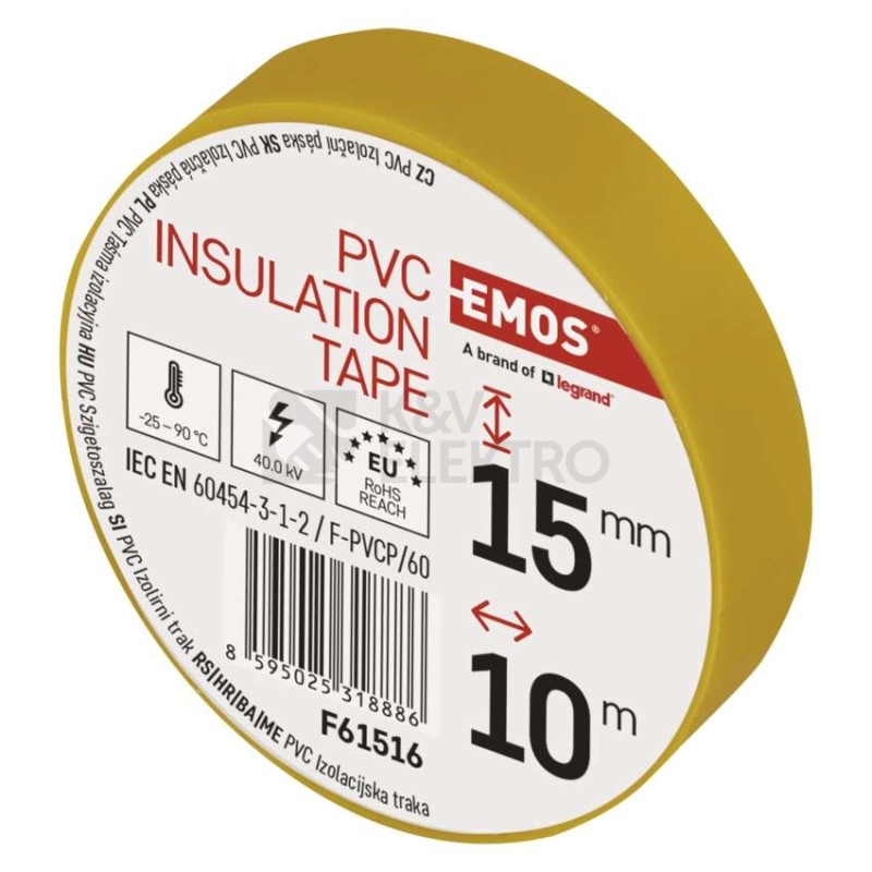 Obrázek produktu Izolační páska EMOS F61516 15mm x 10m žlutá 7