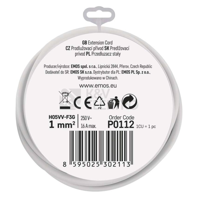 Obrázek produktu Prodlužovací kabel EMOS 2m/1zásuvka bílá P0112 1901010200 6