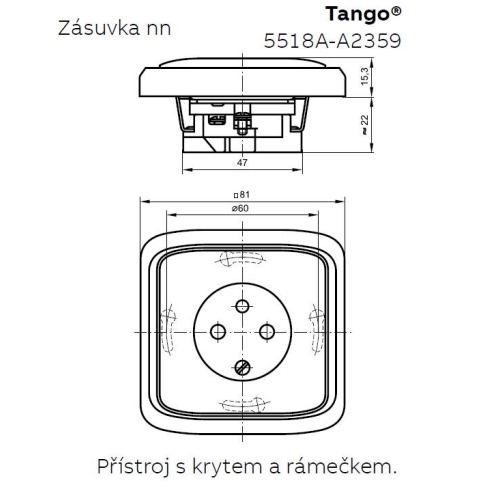 ABB Tango zásuvka bílá 5518A-A2359 B s clonkami