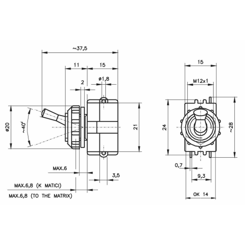 Vypínač Desko 3232-01870 páčkový vestavný 2A 250V bílá matice
