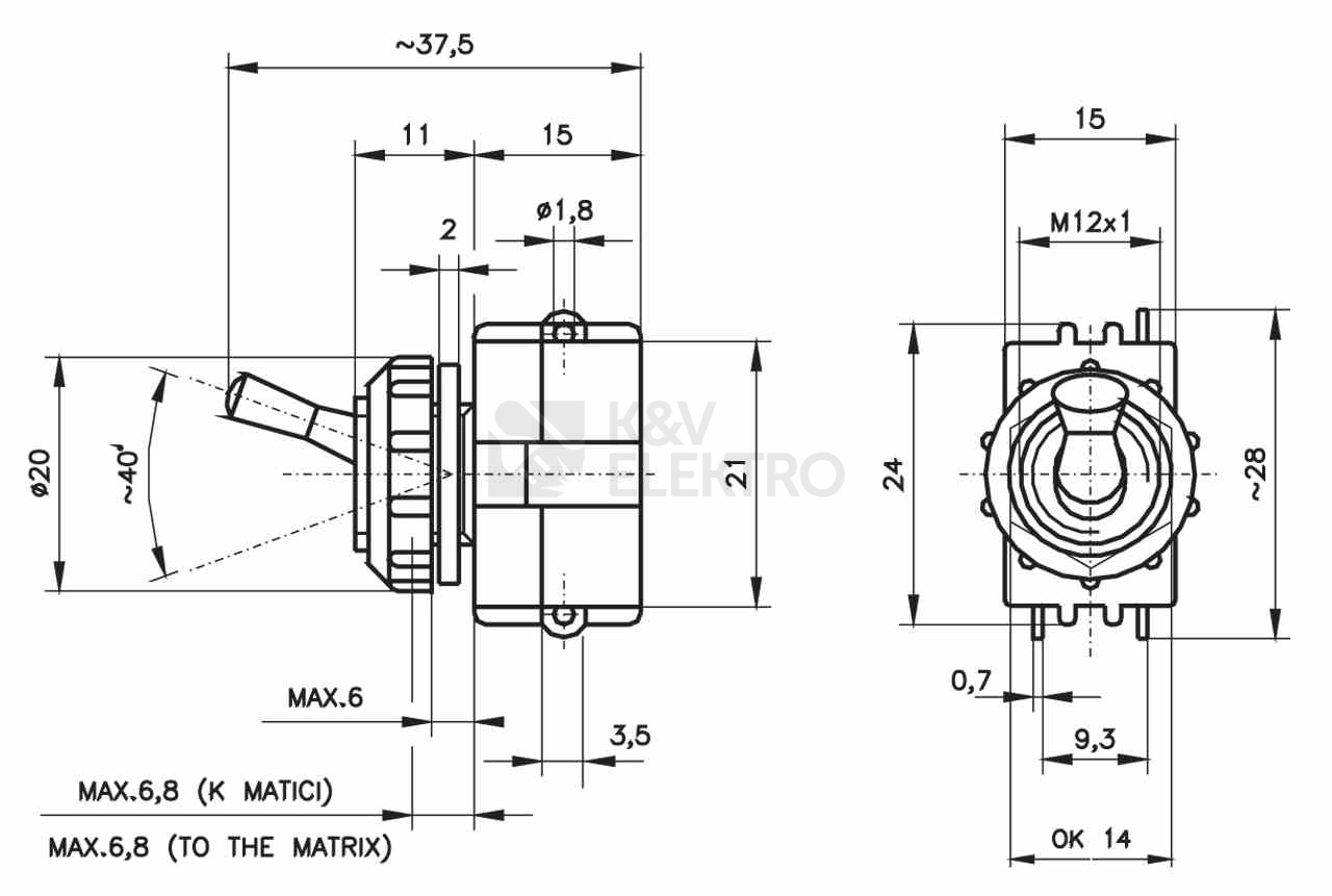 Obrázek produktu Vypínač Desko 3232-01870 páčkový vestavný 2A 250V bílá matice 1