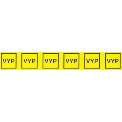 Samolepka značení VYP v obdélníku (6x) (žlutá) 25x145mm