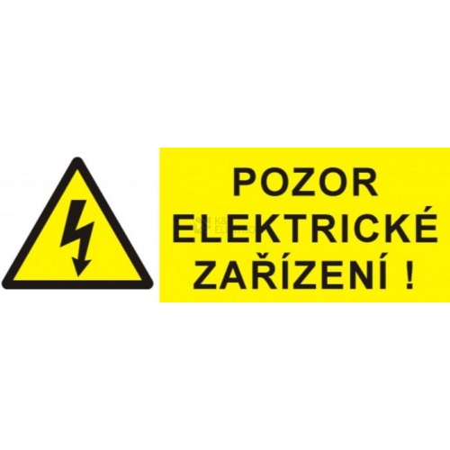 Samolepka pozor elektrické zařízení blesk v trojúhelníku (žlutá) 90x32mm