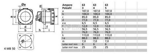 Obrázek produktu Zásuvka vestavná 63A/5p/400V IP67 1