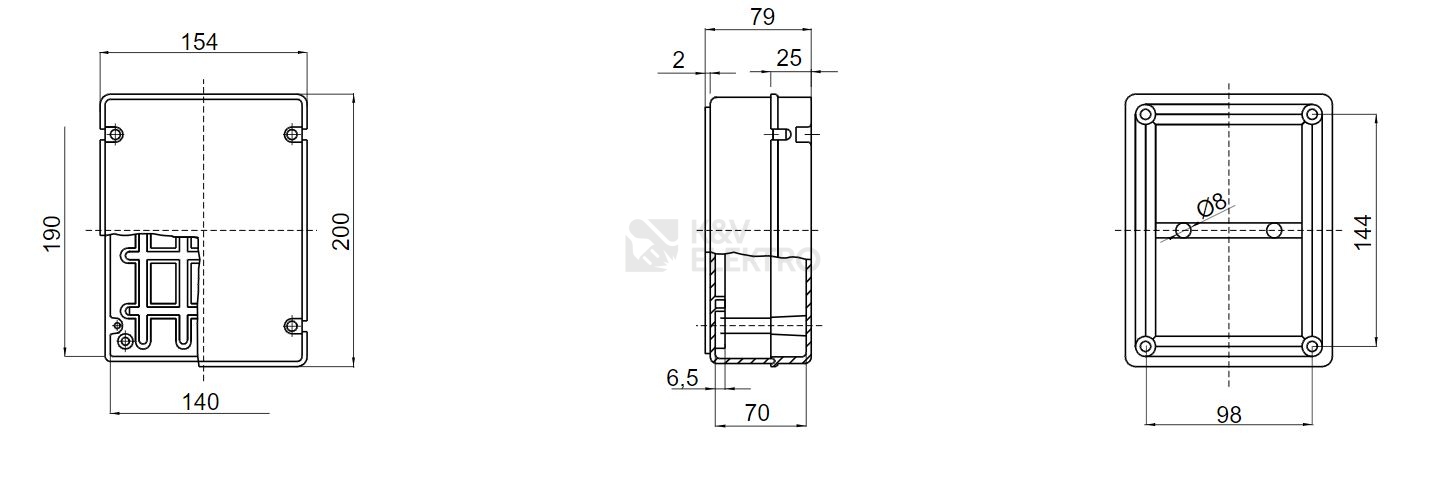 Obrázek produktu Rozvodná krabice GEWISS GW44407 200x154x79mm IP56 na omítku 1