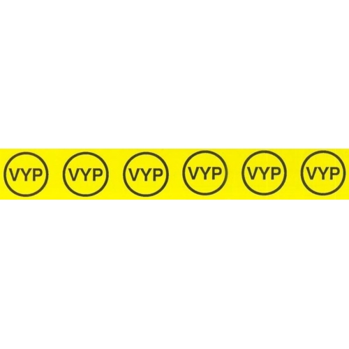 Samolepka značení VYP v kroužku (6x) (žlutá) 25x145mm