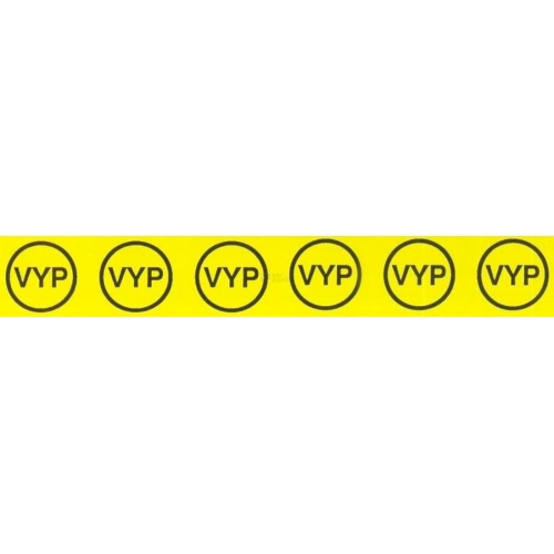 Samolepka značení VYP v kroužku (6x) (žlutá) 25x145mm