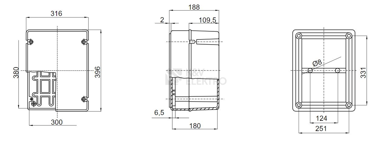 Obrázek produktu Rozvodná krabice GEWISS GW44220 396x396x188mm IP56 na omítku 1