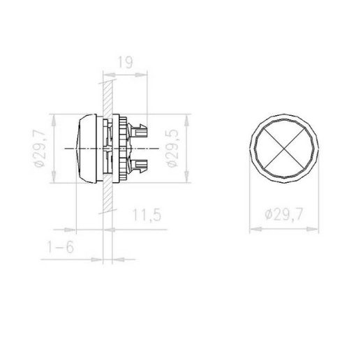 Signálka bílá zapuštěná IP67 kroužek titan EATON M22-L-W /216771/ (obrázek 3)