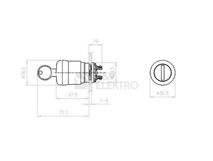 Obrázek produktu Ovládací hlavice nouzového zastavení se zámkem EATON M22-PVS /216879/ 1
