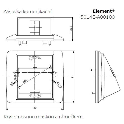 ABB Element,Time kryt datové zásuvky bílá/bílá 5014E-A00100 03 (obrázek 3)