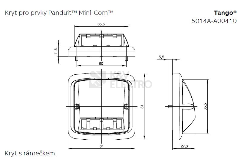 Obrázek produktu ABB Tango kryt datové zásuvky bílá 5014A-A00410 B pro Panduit Mini-Com 1