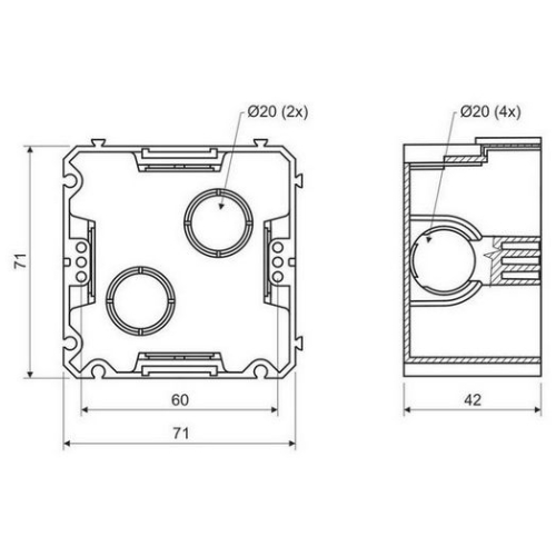 Elektroinstalační krabice KOPOS KP 67×67 KA čtvercová