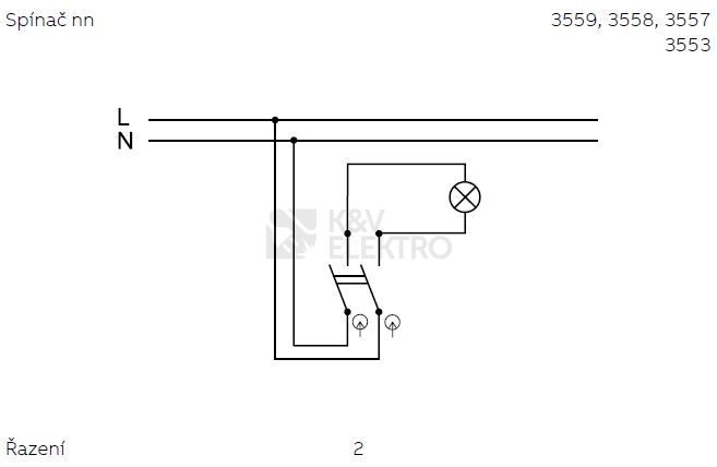 Obrázek produktu ABB Classic vypínač č.2 jasně bílá 3553-02289 B1 1