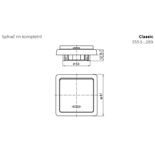 ABB Classic vypínač č.1S jasně bílá 3553-21289 B1 se signalizační doutnavkou