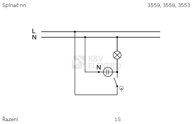 Obrázek produktu ABB Classic vypínač č.1S béžová 3553-21289 D2 se signalizační doutnavkou 1