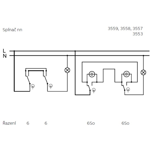 ABB Classic vypínač č.6So jasně bílá 3553-27289 B1 s orienační doutnavkou