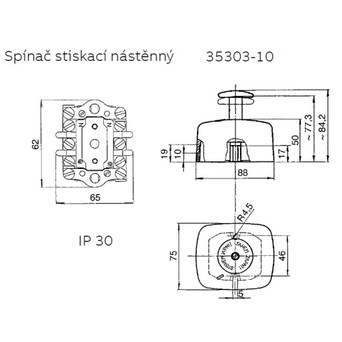 ABB spínač trojpólový stiskací nástěnný 16A 400V IP30 35303-10 černá (obrázek 3)