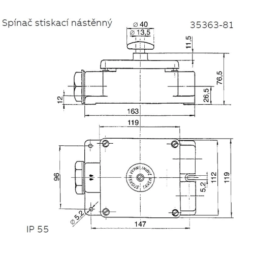 ABB spínač trojpólový stiskací nástěnný 25A 400V IP55 35363-81 černá (obrázek 3)
