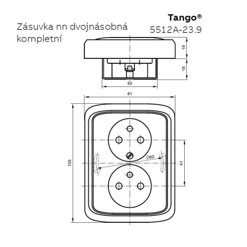 ABB Tango dvojzásuvka béžová 5512A-2359 D s clonkami