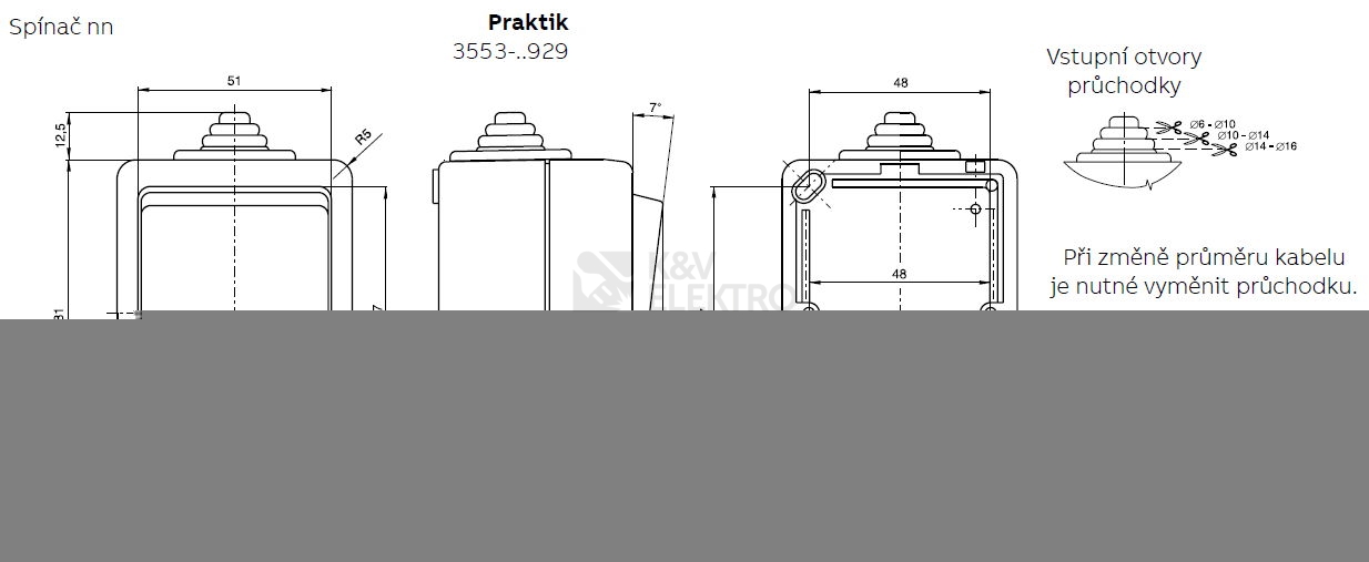 Obrázek produktu ABB Praktik tlačítko č.1/0 IP44 šedá 3553-80929 S 2