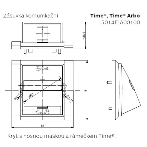 ABB Time, Time Arbo kryt datové zásuvky starostříbrná 5014E-A00100 32 (obrázek 2)