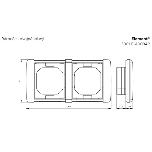ABB Element dvojrámeček IP44 slonová kost 3901E-A00942 C