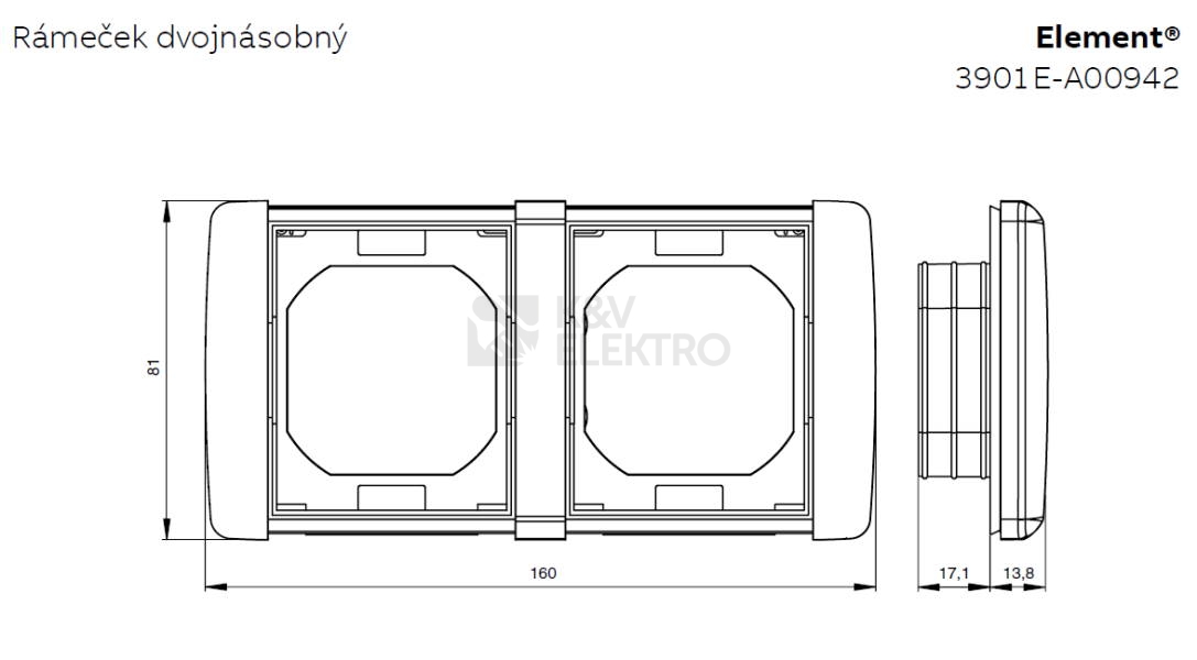 Obrázek produktu ABB Element dvojrámeček IP44 slonová kost 3901E-A00942 C 1